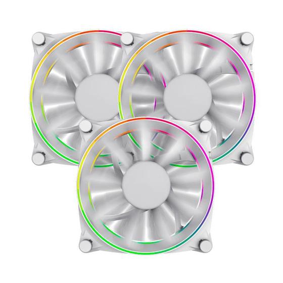 Imagem de Kit 3 Fan Cooler Argb White Gamemax Big Bowl Dbb-w