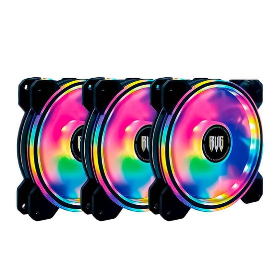 Imagem de Kit 3 Fan Rgb Para Computador Gabinete Cpu + Hub Controlador E Controle Remoto