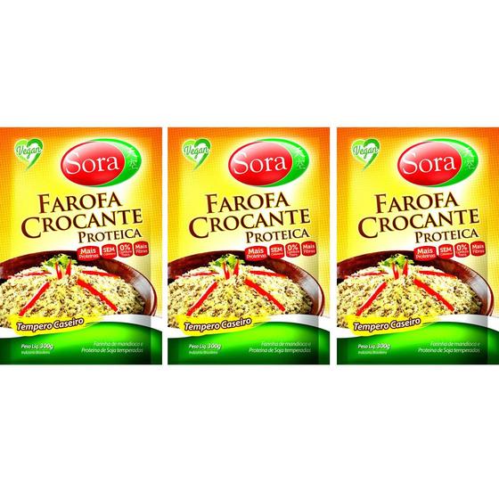 Imagem de Kit 3 Farofa Crocante Proteica Tempero Caseiro Sora 300g