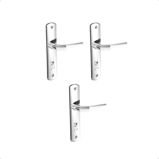 Imagem de Kit 3 Fechaduras Porta Externa Pop Line Cromada Soprano