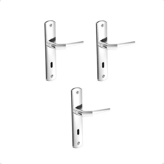 Imagem de Kit 3 Fechaduras Porta Interna Pop Line Cromado Soprano