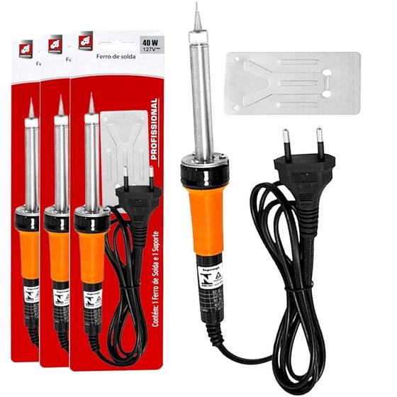 Imagem de Kit 3 Ferros De Solda Profissional Soldagem Estanho 40W 127V