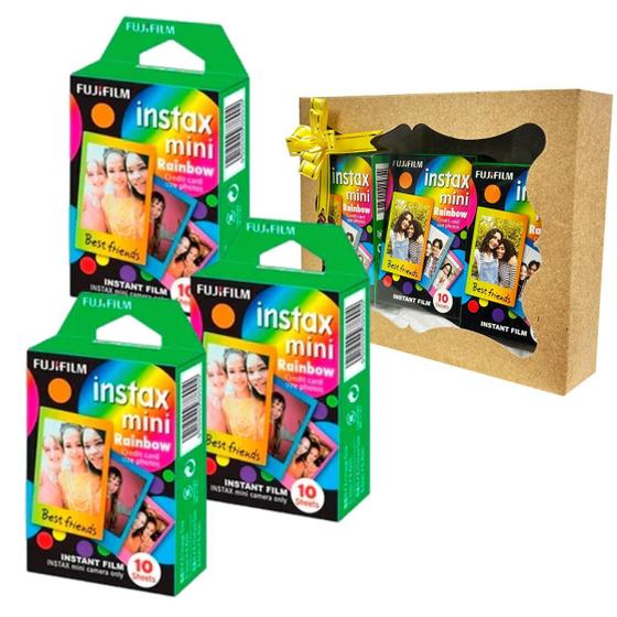 Imagem de Kit 3 Filmes Instax Mini Rainbow Para Câmera E Impressora - Kit Presente