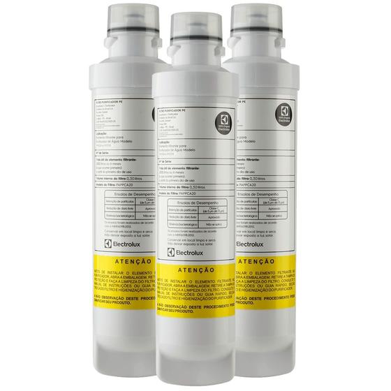 Imagem de Kit 3 Filtros ORIGINAIS para Purificador de Água PE11B e PE11X Electrolux