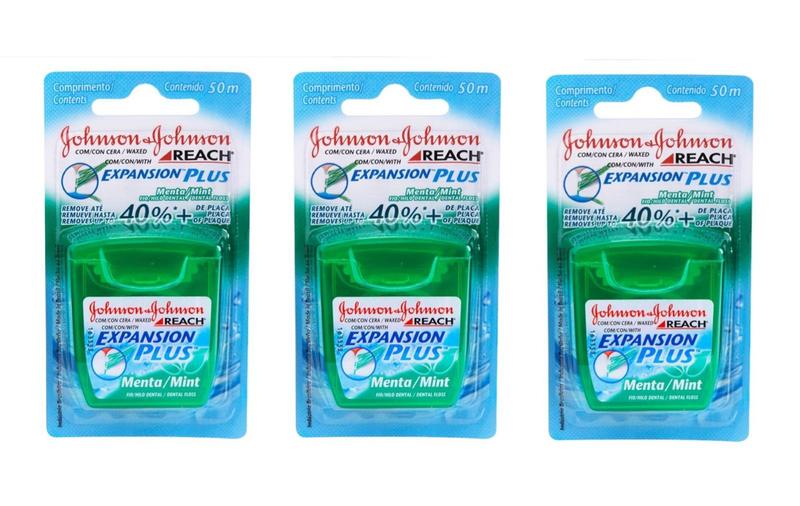 Imagem de Kit 3 Fio Dental Reach Expansion Plus Menta Johnson's 50m