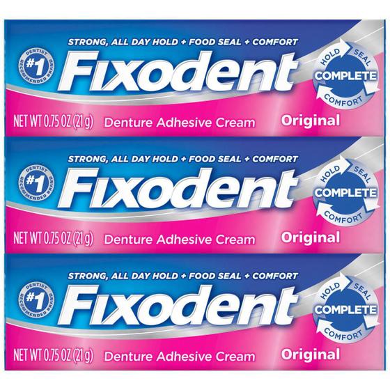 Imagem de Kit 3 - Fixodent 21G Original - Creme Adesivo Fixador