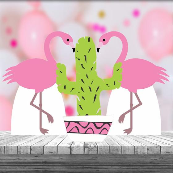 Imagem de Kit 3 Flamingo Totem Display Mesa Festa Aniversário