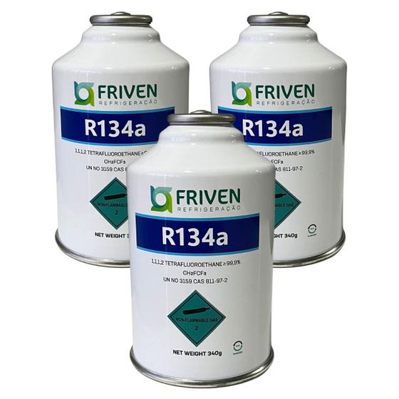 Imagem de Kit 3 Fluido Refrigerante R134a Automotivo Geladeira 340g