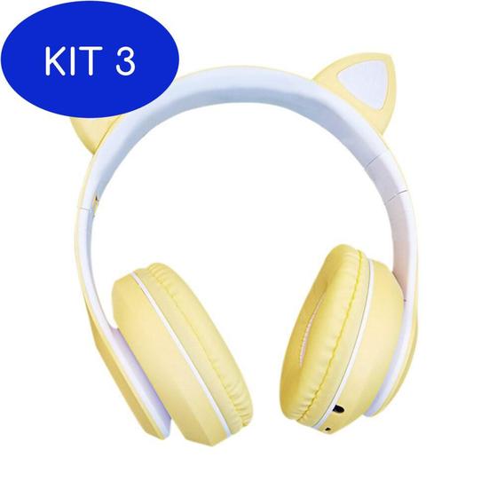 Imagem de Kit 3 Fones De Ouvido Ket Bluetooth Head Set 5.0 Cancela