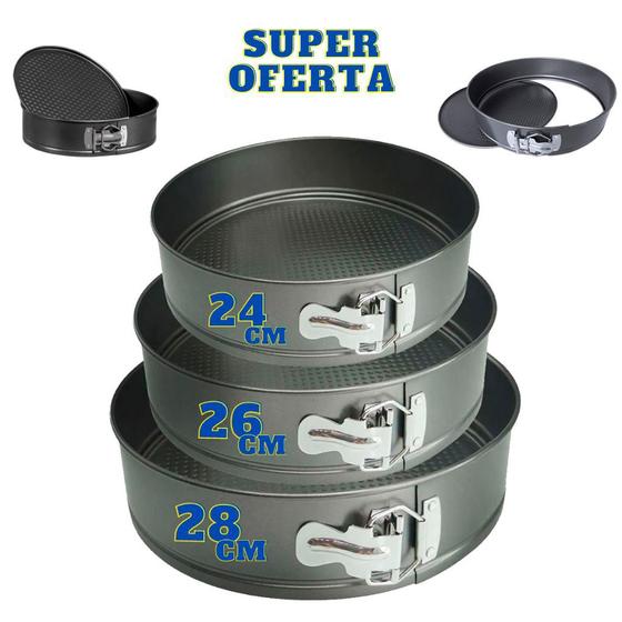 Kit 3 Forma De Bolo Redondas Antiaderente Fundo Removível Menor preço em Kit 3 Forma De Bolo Redondas Antiaderente Fundo Removível