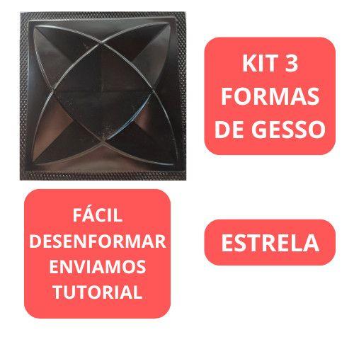 Imagem de Kit 3 Forma De Gesso Estrela 28x28cm Formas p/ Gesso Decoração 3D Envios em até 24h Uteis