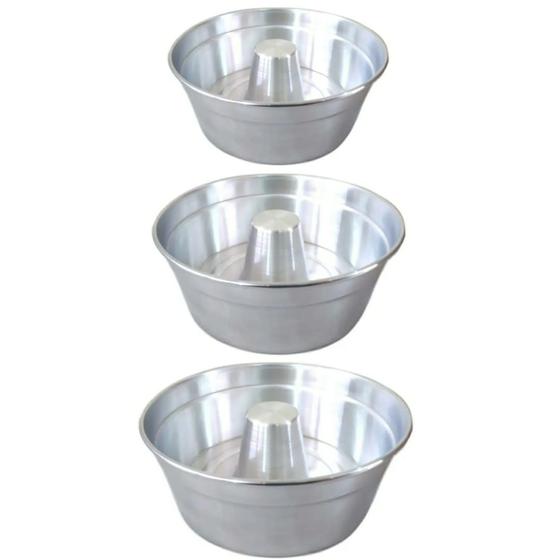 Imagem de Kit 3 Formas De Bolo Com Furo Redonda Pudim 18cm 20cm 22cm