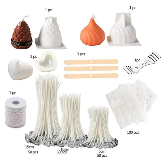 Imagem de Kit 3 Formas de Silicone e utensílios para fabricação Velas