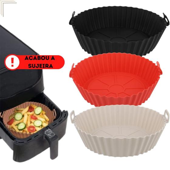 Imagem de Kit 3 Formas de Silicone para Air Fryer  Reutilizável Antiaderente e Fácil de Limpar