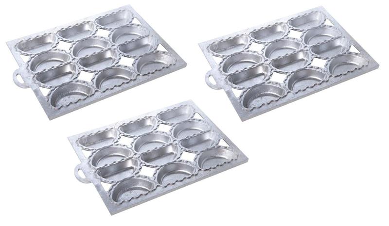 Imagem de Kit 3 Formas master para pastel ravioli risolis tortei em alumínio 12 cavidades