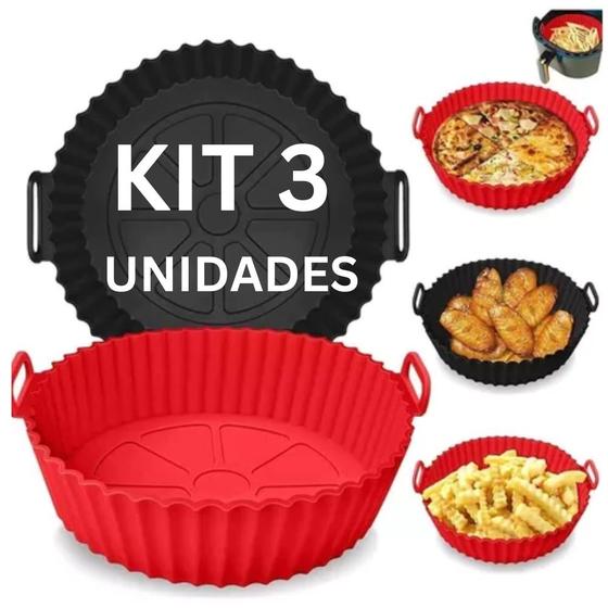 Imagem de Kit 3 Formas Para Air Fryer Forro Antiaderente Reutilizável Lavável- Sortido