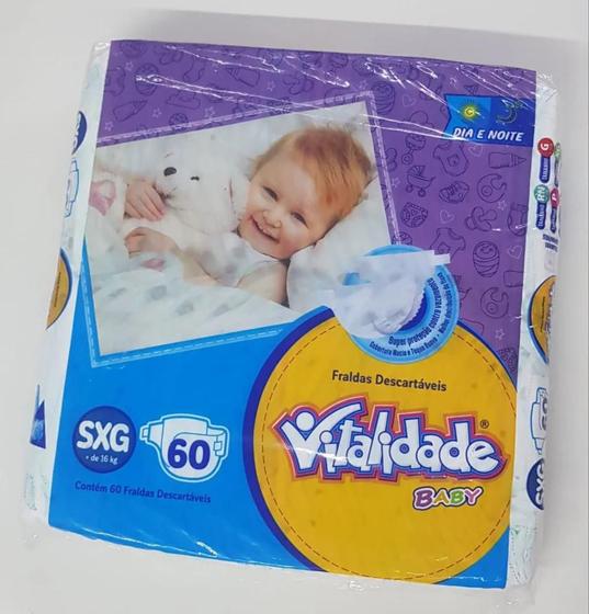 Imagem de KIT 3 FRALDA INFANTIL VITALIDADE BABY SXG/60 = 180un