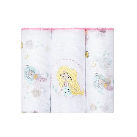 Kit 3 Fraldas Papi 63x63cm com Ponto Elize Sereia Imagem de Kit 3 Fraldas Papi 63x63cm com Ponto Elize Sereia