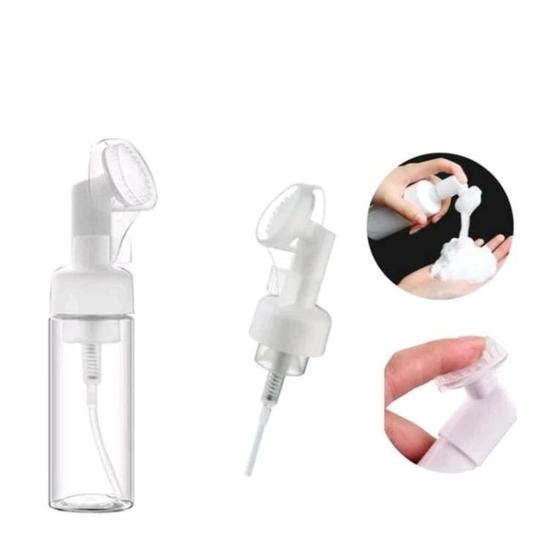 Imagem de Kit 3 Frasco pump para limpeza facial com escova de silicone prático novidade