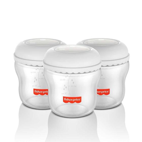 Kit 3 Frascos para Armazenar Leite Moms Essentials - BB1077 - Fisher Price Imagem de Kit 3 Frascos para Armazenar Leite Moms Essentials - BB1077