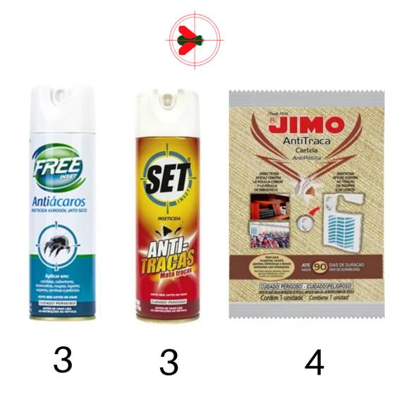 Imagem de Kit 3 Free Inset Ácaro + 3 Set Inset Traças +4 Cartela Traça