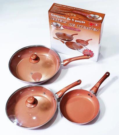 Kit 3 Frigideiras Cerâmica 20cm 24cm 28cm Cobre Panela Cozinha Menor preço em Kit 3 Frigideiras Cerâmica 20cm 24cm 28cm Cobre Panela Cozinha