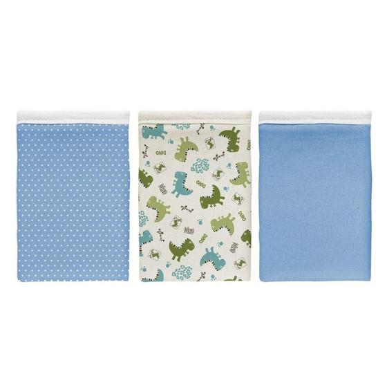 Imagem de Kit 3 Fronhas para Travesseiro Bebê 100% Algodão Estampada Berço - Fofossauro - Sul Brasil