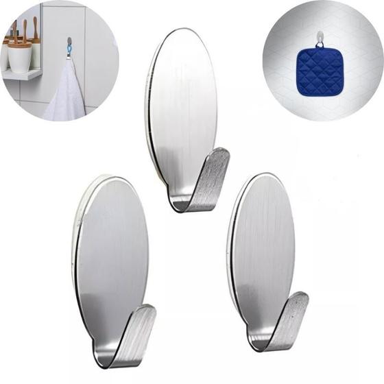 Imagem de Kit 3 Gancho Adesivo Suporte Parede Porta Chave Multiuso Pequeno