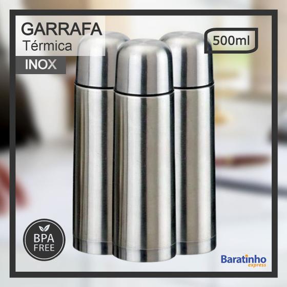 Imagem de Kit 3 Garrafa térmica squeeze Inox 500ml Com Tampa Dosadora