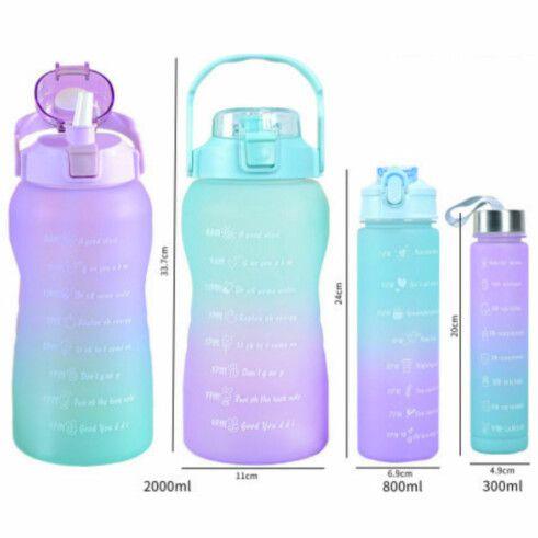 Imagem de Kit 3 garrafas de água  com 2l / 800ml / 300ml coloridas