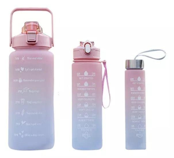 Kit 3 Garrafas de Água Motivacional Original com Adesivos 3D e 2D - 2 Litros, 800ml e 300ml Menor preço em Kit 3 Garrafas de Água Motivacional Original com Adesivos 3D e 2D - 2 Litros, 800ml e 300ml