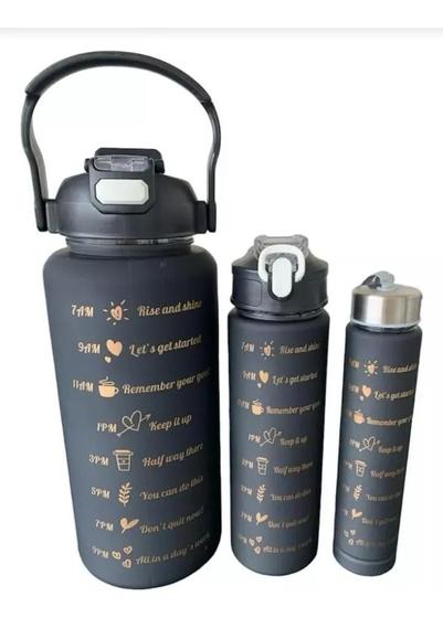 Imagem de Kit 3 Garrafas Motivacionais Com Adesivo 2l / 900ml / 300ml