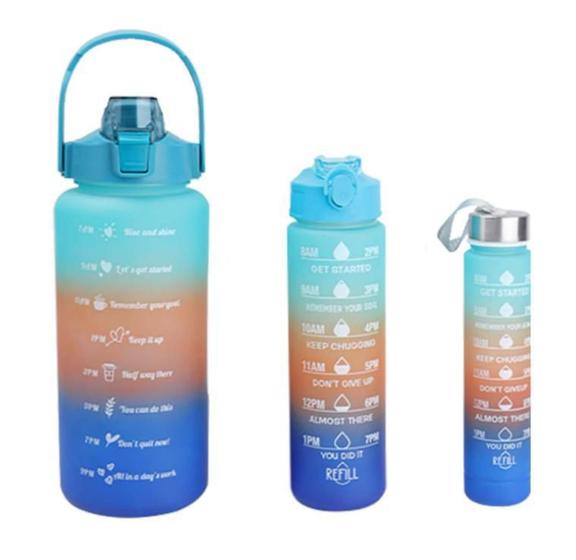 Imagem de Kit 3 Garrafas Squeeze Motivacionais - Sortidas 2L/800ml/300ml