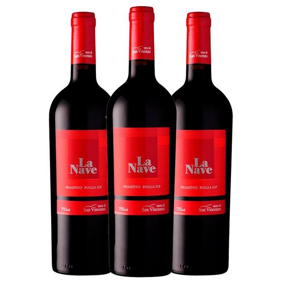 Imagem de Kit 3 Garrafas Vinho Tinto La Nave Primitivo 750ml