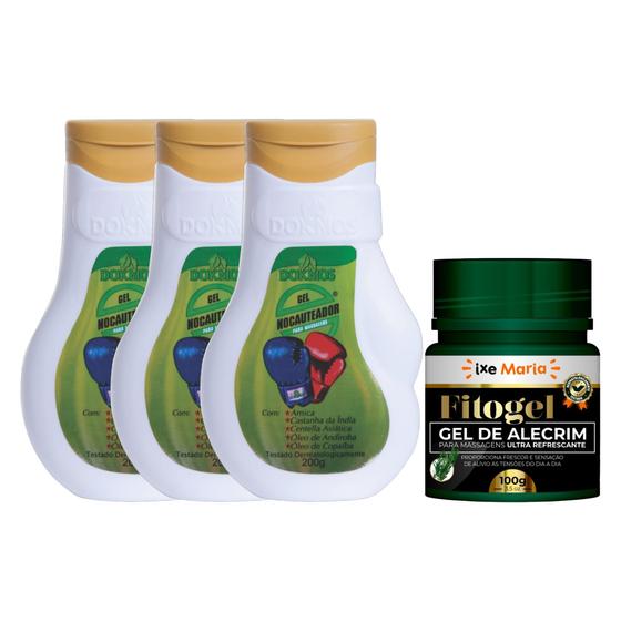 Imagem de Kit 3 Gel de arnica NOCAUTEADOR + Fitogel Alecrim - Alívio às Dores e Tensões Musculares