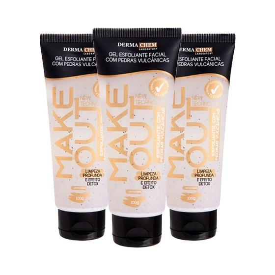 Imagem de Kit 3 Gel Esfoliante Facial com Pedras Vulcânicas Limpeza Efeito Detox Dermachem 100g
