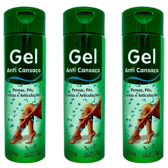 Imagem de Kit 3 Gel Massageador Anti Cansaço 220g Pernas, Pés, Costas e Articulações