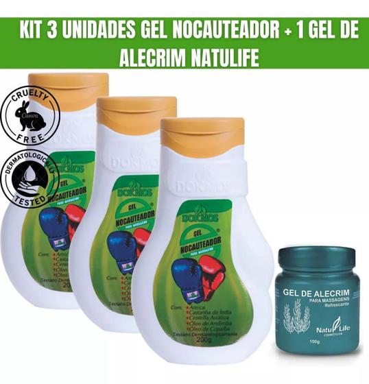Imagem de Kit 3 Gel Nocauteador Para Massagens 200 g + 1 Gel de Alecrim Natu Life 100 g