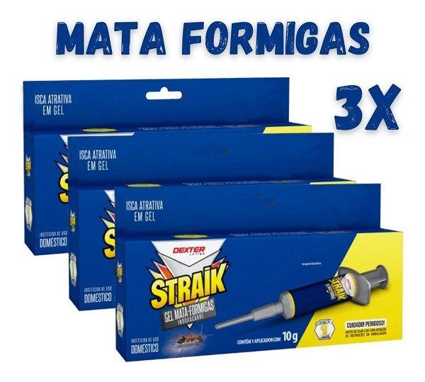 Imagem de Kit 3 Gel Straik Mata Formigas Seringa 10g O Melhor