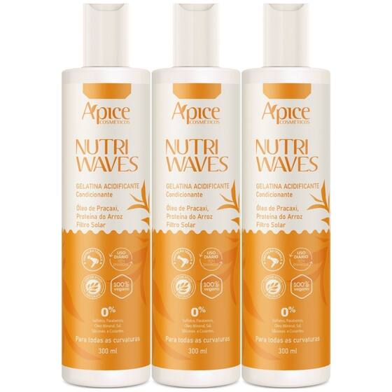 Kit 3 Gelatina Acidificante Capilar Apse Apice Nutri Waves ...