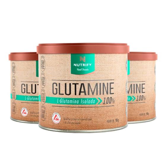 Imagem de Kit 3 Glutamine L-Glutamina Isolada Neutro Nutrify 150g