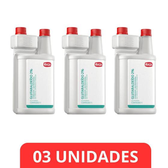 Imagem de Kit 3 Glutaraldeido 2% Ibasa 1 L Amonia Quaternaria