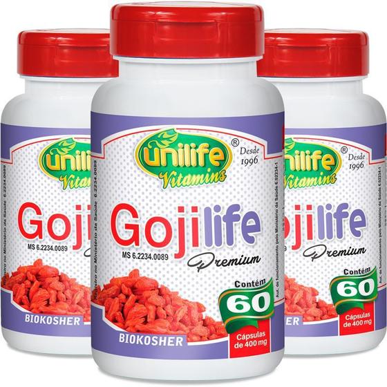 Imagem de Kit 3 Goji Berry Goji Life Unilife 60 cápsulas