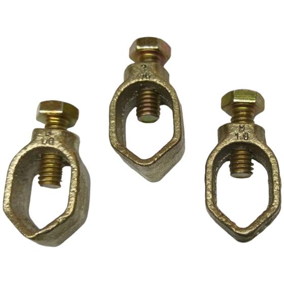Imagem de Kit 3 Grampo de Aterramento Simples para Haste de 1/2 até 5/8 Conector Reforçado
