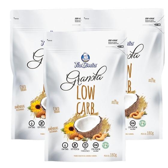 Imagem de Kit 3 Granola Low Carb Zero Açucar Castanha 540 g Tia Sônia