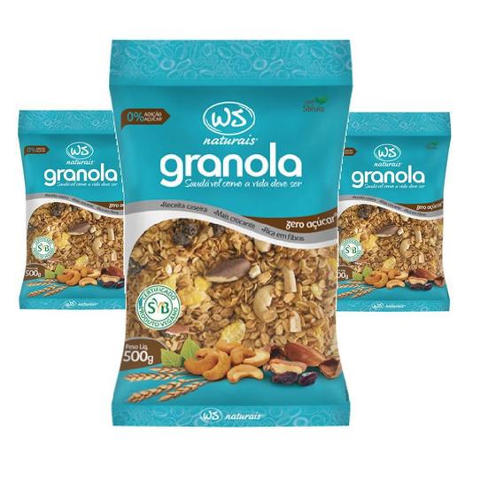 Imagem de Kit 3 Granola Zero Ws Naturais 500G