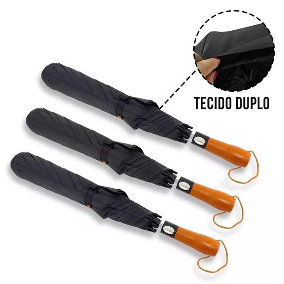 Kit 3 Guarda Chuva Automático Grande Reforçado Dois Tecidos 1078 Menor preço em Kit 3 Guarda Chuva Automático Grande Reforçado Dois Tecidos 1078
