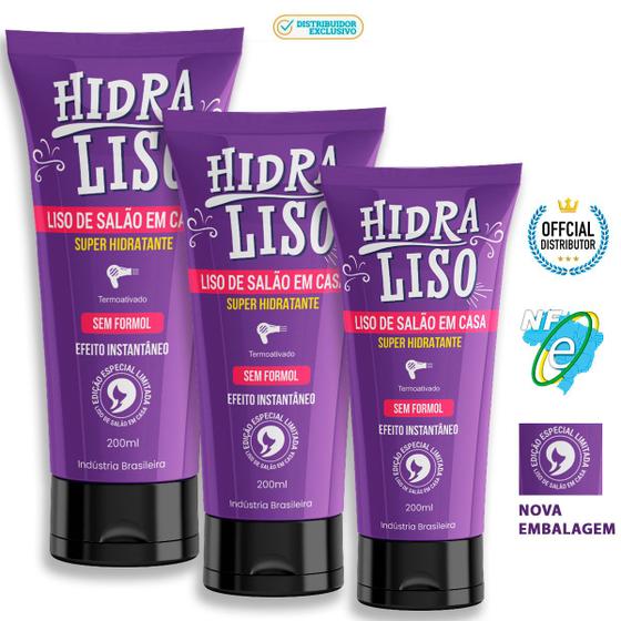 Imagem de Kit 3 Hidra Liso Alisamento Sem Formol Progressiva Hidra Liso