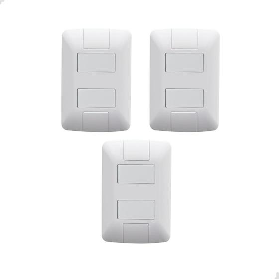 Imagem de Kit 3 Interruptor Duplo 4X2 Embutir Branco Aria Tramontina