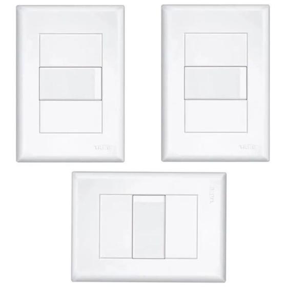 Imagem de Kit 3 Interruptor Simples 4x2 Branco Evidence Fame 3741